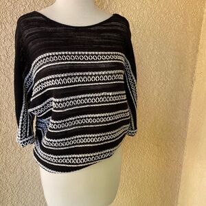 Nic+Zoe Celestial Embroidered Striped Sweater M NWOT
